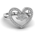 Pave White Diamond Heart Versprechen Ring in Sterling Silber Schmuck